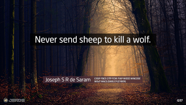 Never send sheep to kill a wolf.